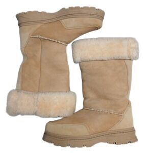 Cabela's Winter Tall Boots Womens US 9M Brown Shearling Lined Round Toe Pull On